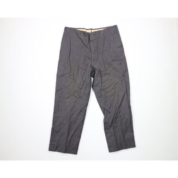 Vintage 30s Mens 34x27 Distressed Wool Pinstriped Buckle Back Pants Trousers USA